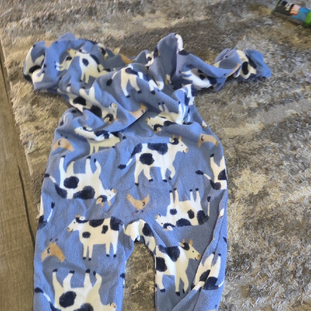 Carter's Blue Cow Print Kids Footie Pajamas - Picture 6 of 6